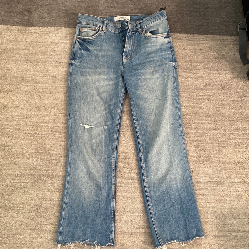 Zara Cropped Kick Flare Jean